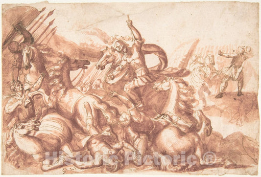 Art Print : Francesco Allegrini - Battle Scene : Vintage Wall Art