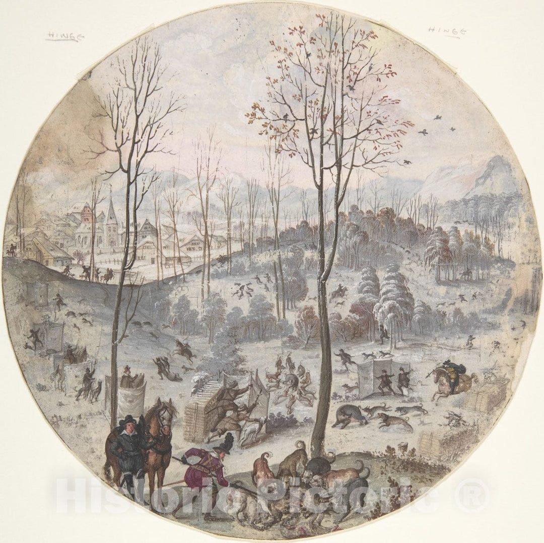 Art Print : Flemish, 17th Century - A Boar Hunt : Vintage Wall Art