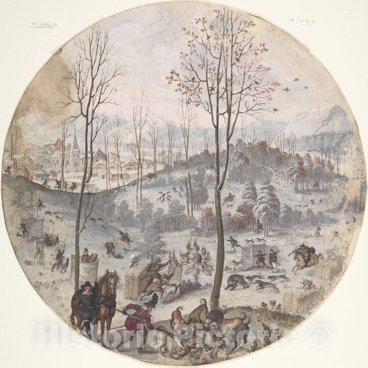 Art Print : Flemish, 17th Century - A Boar Hunt : Vintage Wall Art