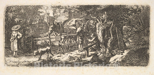 Art Print : Johann Christoph Erhard - Alms Given by a cart Driver : Vintage Wall Art