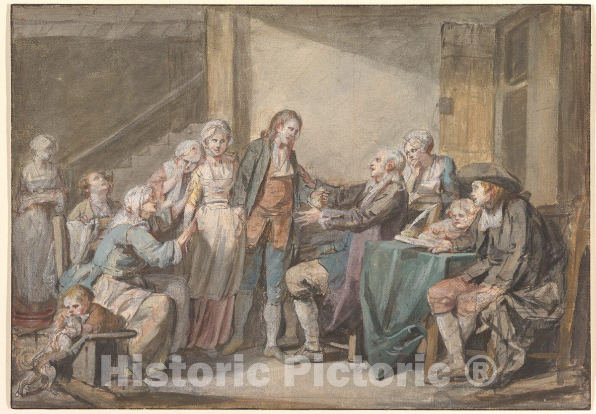 Art Print : Jean-Baptiste Greuze - The Marriage Contract : Vintage Wall Art