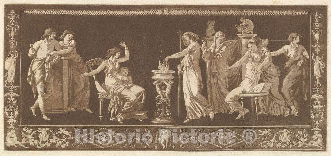 Art Print : Ornament Scene de Sacrifice - Artist: Jean Jacques Lagrenee - Created: 1784 : Vintage Wall Art