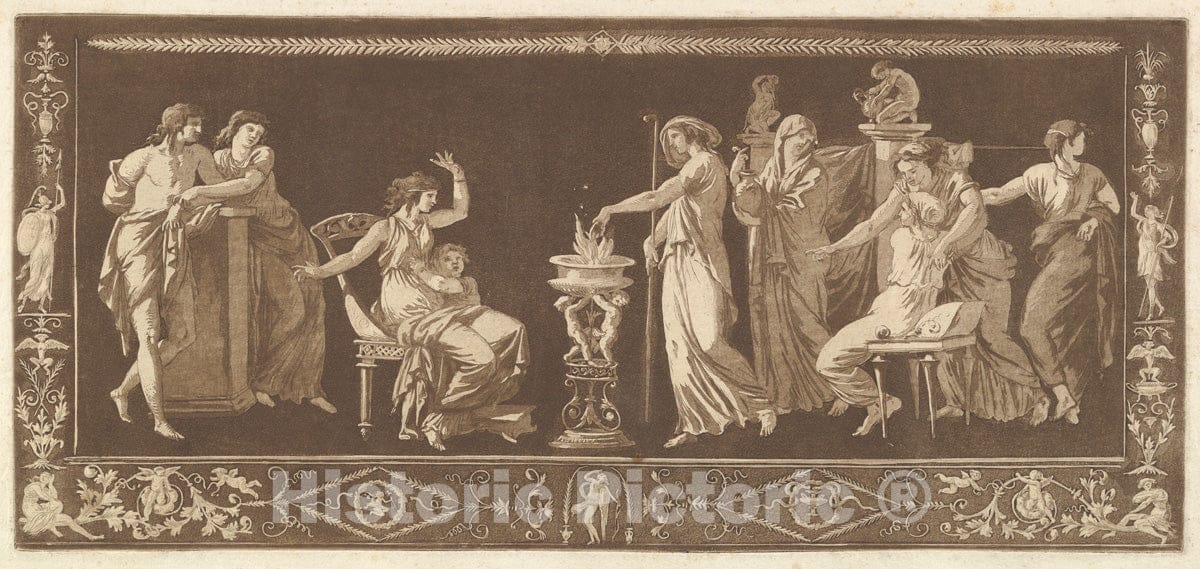 Art Print : Ornament Scene de Sacrifice - Artist: Jean Jacques Lagrenee - Created: 1784 : Vintage Wall Art