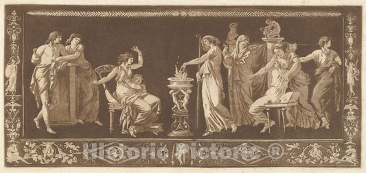 Art Print : Ornament Scene de Sacrifice - Artist: Jean Jacques Lagrenee - Created: 1784 : Vintage Wall Art