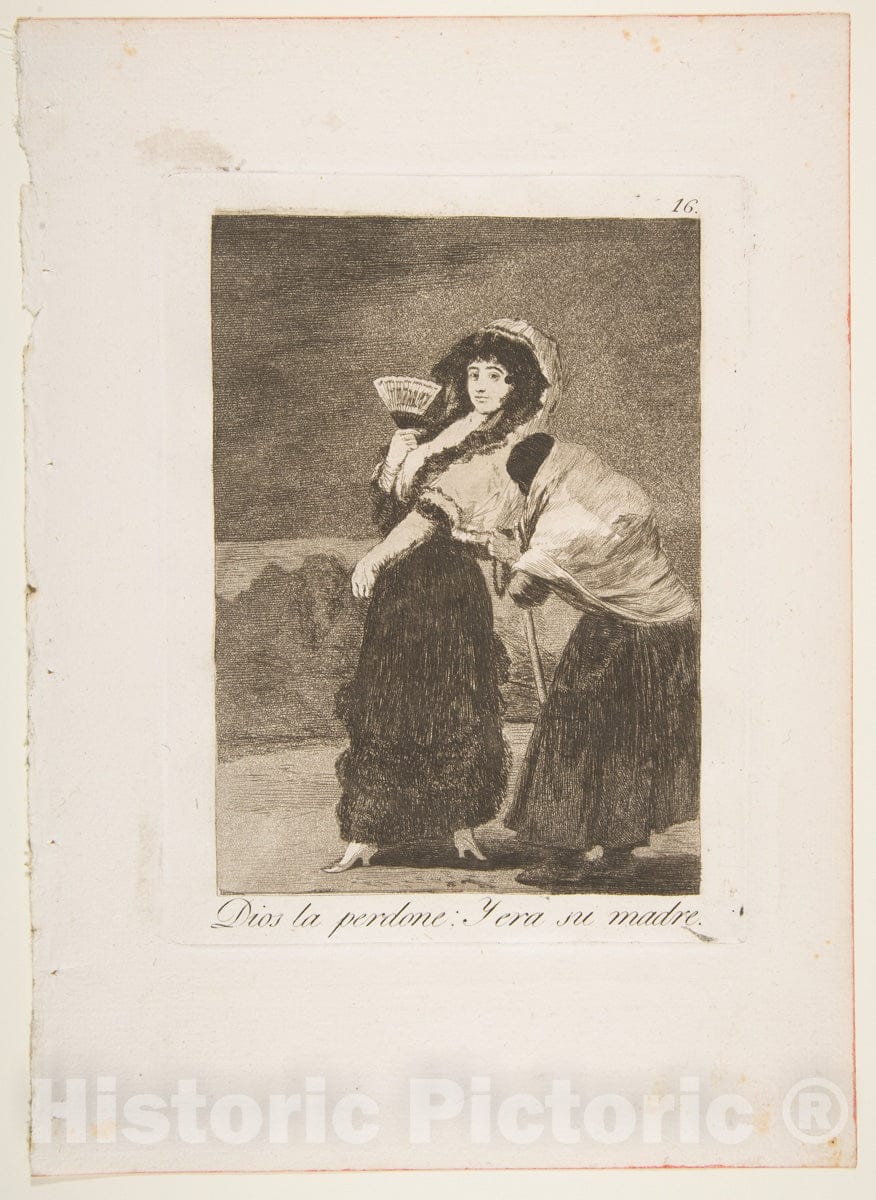 Art Print : Goya - Plate 16 from 'Los Caprichos':for Heaven's Sake: and it was her Mother (Dios la Perdone: Y era su Madre) v.2 : Vintage Wall Art