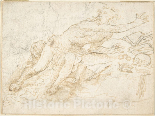 Art Print : Spanish, School of Seville, 17th Century - Awe-Struck Saint Jerome : Vintage Wall Art