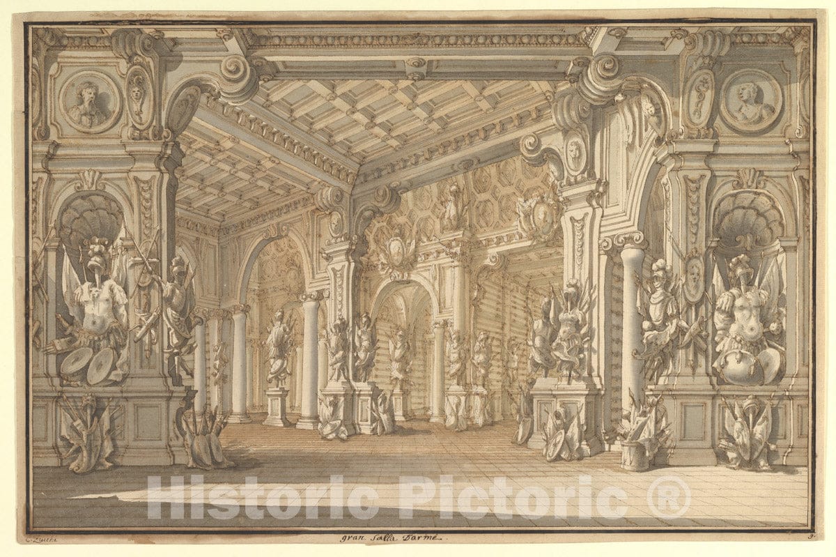 Art Print : Carlo Zucchi The Younger - Design for a Stage Set : Vintage Wall Art