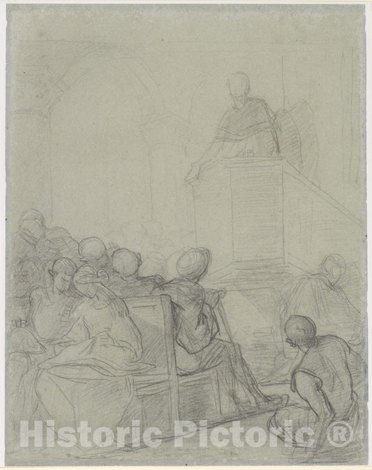 Art Print : Thomas Couture - Interior of a Church : Vintage Wall Art