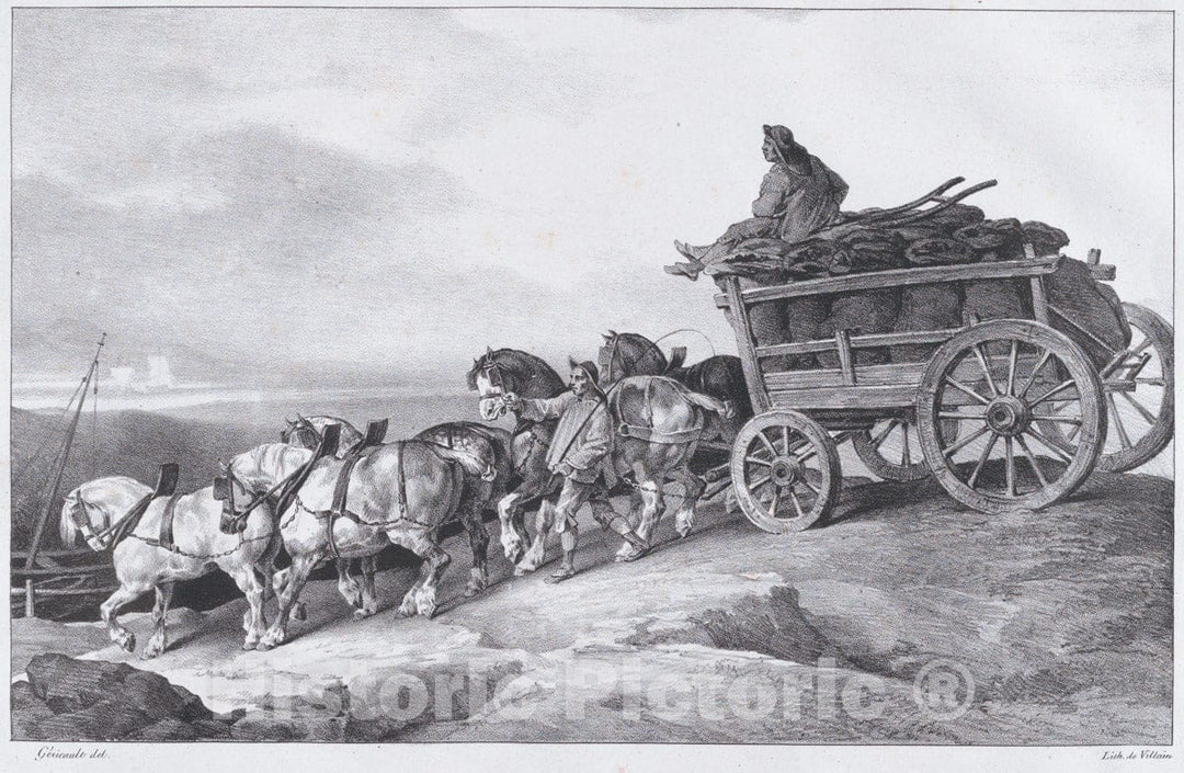 Art Print : Théodore Gericault - Coal Waggon sic. Drawn by Horses : Vintage Wall Art