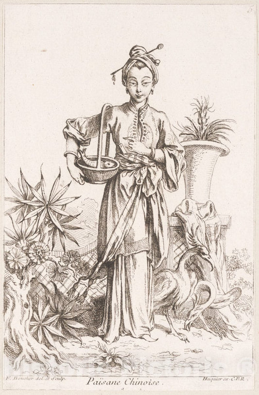 Art Print : François Boucher - Chinese Peasant : Vintage Wall Art