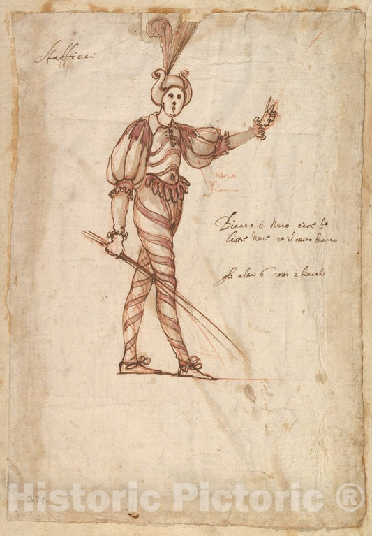 Art Print : Baccio del Bianco - Costume Design for Pages or Squirs Tending to The Horses : Vintage Wall Art