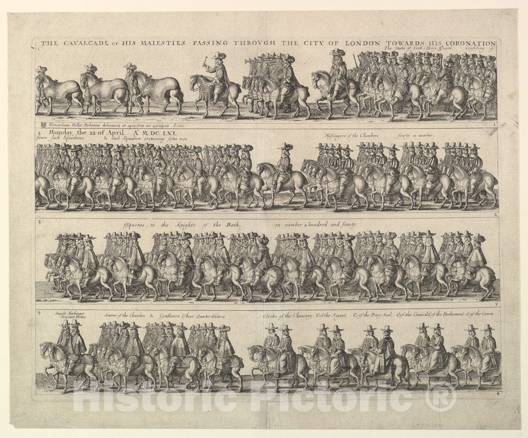 Art Print : Wenceslaus Hollar - Coronation Procession of Charles II Through London - 439143 : Vintage Wall Art