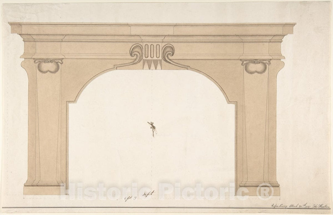 Art Print : Thomas Heiton - Design for a Fireplace : Vintage Wall Art