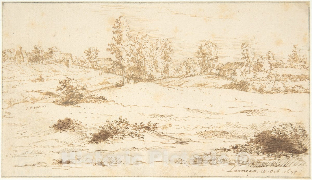 Art Print : Constantijn Huygens The Younger - Landscape with The Village of Lincent : Vintage Wall Art
