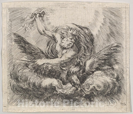 Art Print : Stefano Della Bella - Jupiter, from 'Game of Mythology' (Jeu de la Mythologie) : Vintage Wall Art