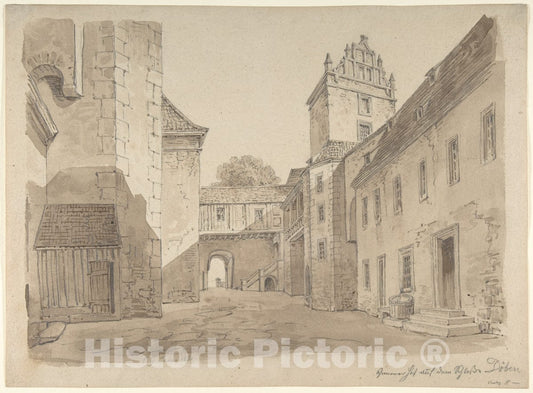 Art Print : Carl Gustav Carus - View of The Courtyard of The Castle at Döben : Vintage Wall Art
