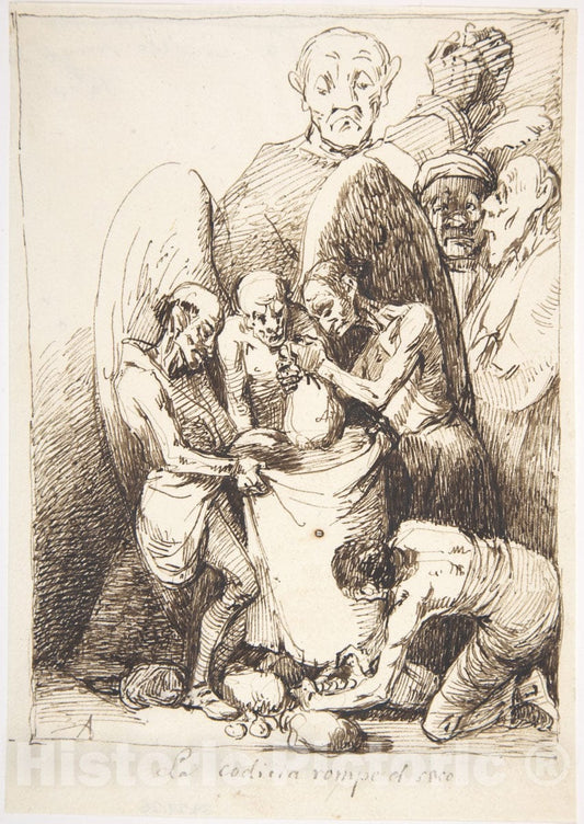 Art Print : Leonardo Alenza y Nieto - Greed Breaks The Bag (La codicia rompe el saco) : Vintage Wall Art