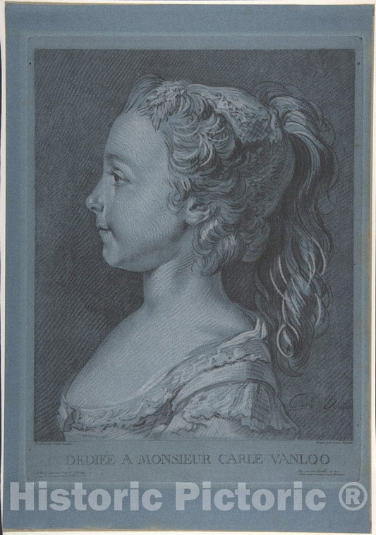 Art Print : Copyist Louis Marin Bonnet - Head of a Young Girl in Profile : Vintage Wall Art