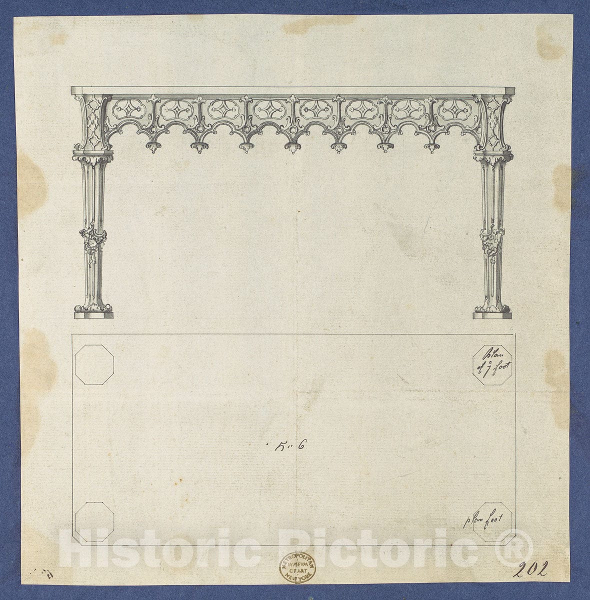 Art Print : Thomas Chippendale - Sideboard Table, from Chippendale Drawings, Vol. II 5 : Vintage Wall Art