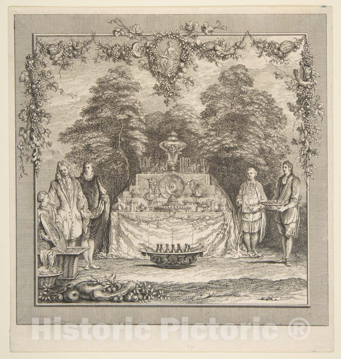 Art Print : Claude Gillot - La Colation preparee Dans un Jardin : Vintage Wall Art