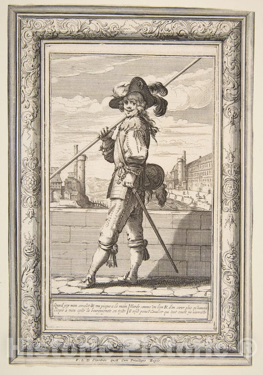 Art Print : Abraham Bosse - A Pikeman : Vintage Wall Art