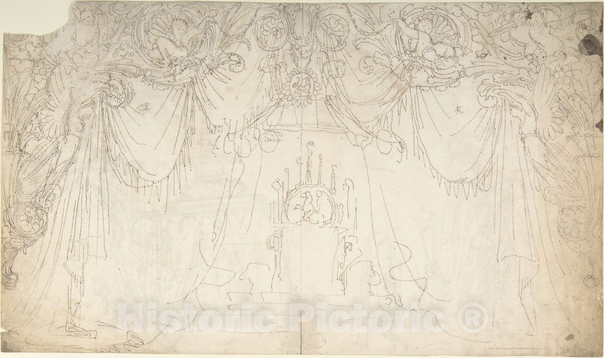 Art Print : William Pitts - Design for Bed Alcove (Recto)