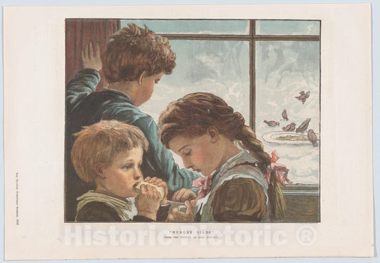 Art Print : Karl Wilhelm Friedrich Bauerle - Hungry Birds, from The Graphic Christmas Number : Vintage Wall Art