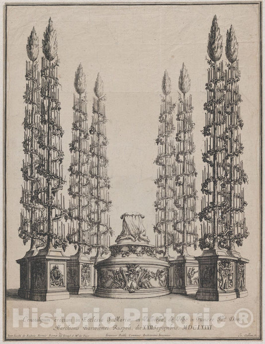 Art Print : Johannes Collin - Catafalque for Marchese Bartolomeo Ruspoli, S. Maria in Vallicella, Rome, September 21, 1681 : Vintage Wall Art