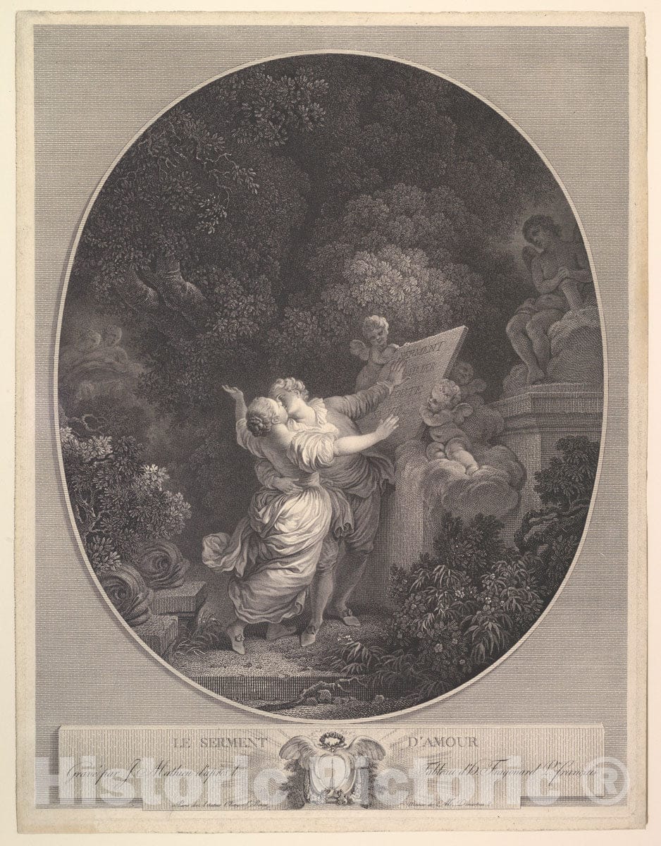 Art Print : Jean Honoré Fragonard - Le Serment d'Amour : Vintage Wall Art
