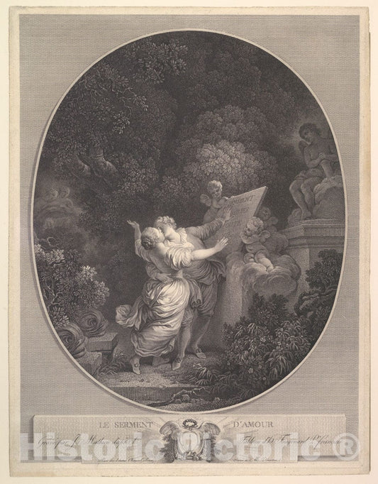 Art Print : Jean Honoré Fragonard - Le Serment d'Amour : Vintage Wall Art