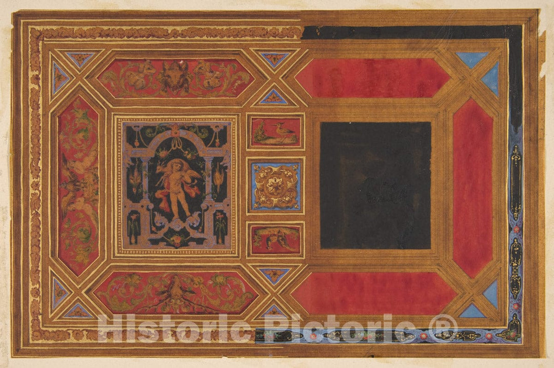 Art Print : Jules-Edmond-Charles Lachaise - Design for a Ceiling Painted with Grotesque Motifs : Vintage Wall Art