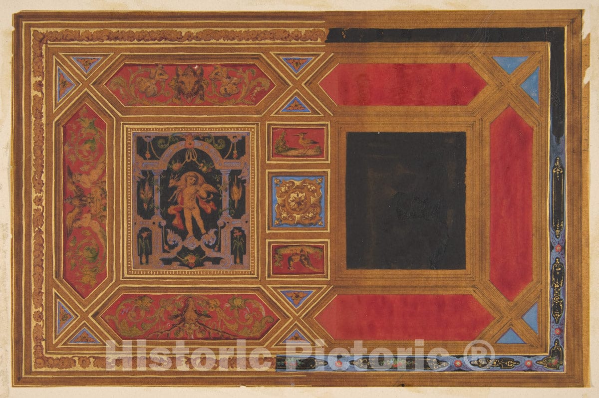 Art Print : Jules-Edmond-Charles Lachaise - Design for a Ceiling Painted with Grotesque Motifs : Vintage Wall Art