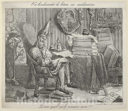 Art Print : Eugène Delacroix - A Literary Fellow Meditating : Vintage Wall Art