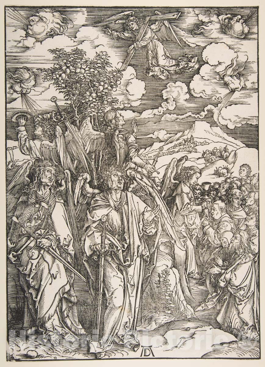 Art Print : Albrecht Dürer - Angels Restraining The Four Winds : Vintage Wall Art
