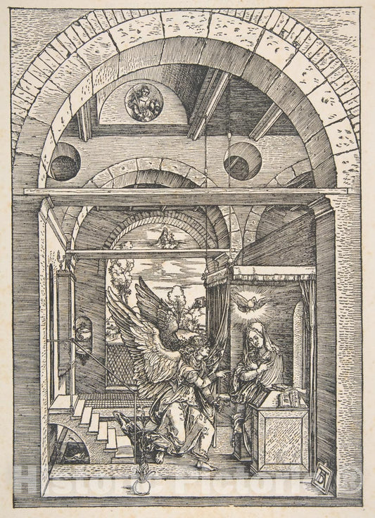 Art Print : Albrecht Dürer - The Annunciation, from The Life of The Virgin, Latin Edition, 1511 : Vintage Wall Art