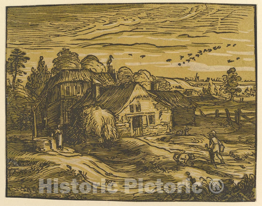 Art Print : Hendrick Goltzius - Landscape with Cottage : Vintage Wall Art