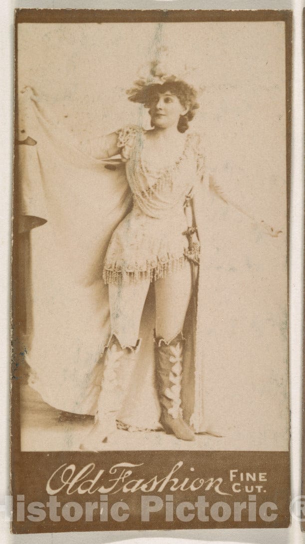 Photo Print : Actress Posing with arms aloft, from The Actresses Series (N664) Promoting Old Fashion Fine Cut Tobacco : Vintage Wall Art
