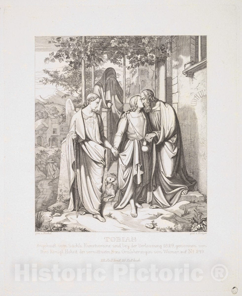 Art Print : Ferdinand Anton Krüger - Tobias Takes Leave of his Father : Vintage Wall Art