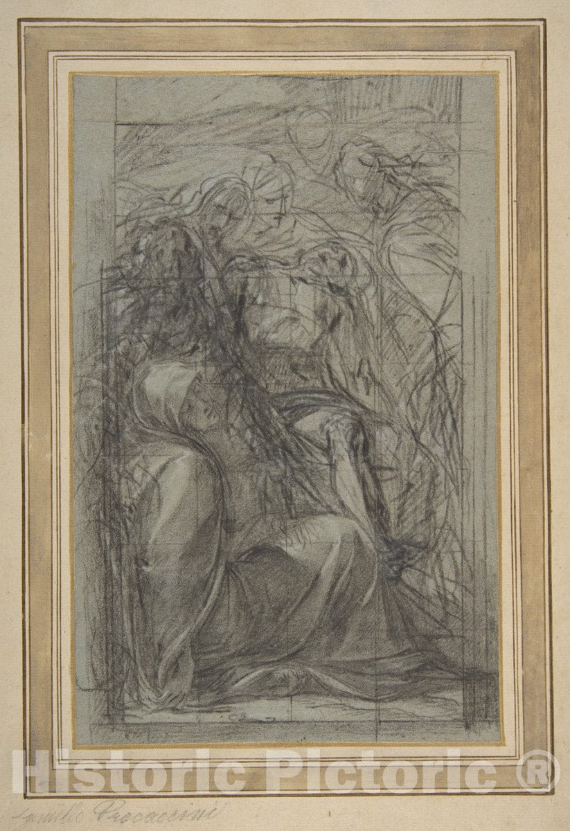 Art Print : Giulio Cesare Procaccini - Study for The Pietà : Vintage Wall Art