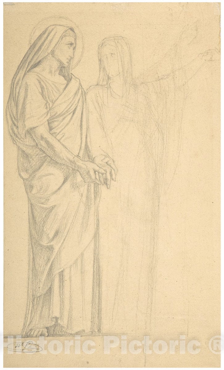 Art Print : Hippolyte Flandrin - Saints Adrian and Natalia : Vintage Wall Art