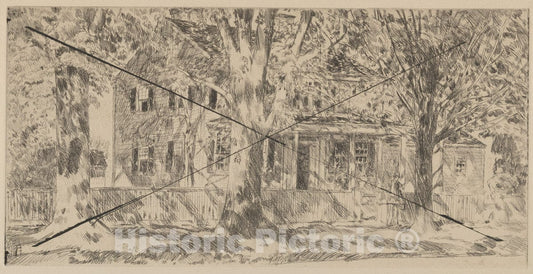 Art Print : Childe Hassam - House on The Main Street, Easthampton : Vintage Wall Art
