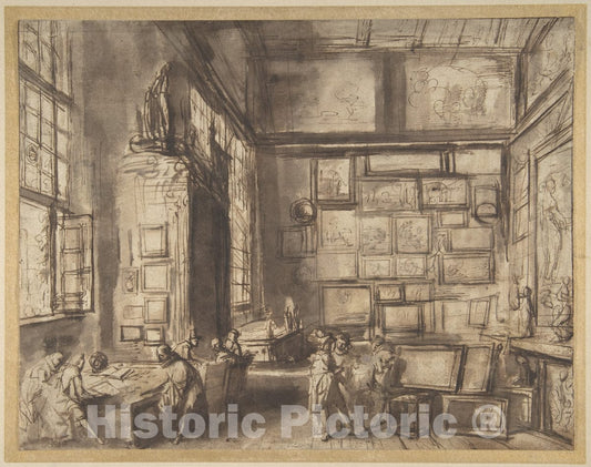 Art Print : Hans Jordaens III - Interior of a Picture Gallery : Vintage Wall Art
