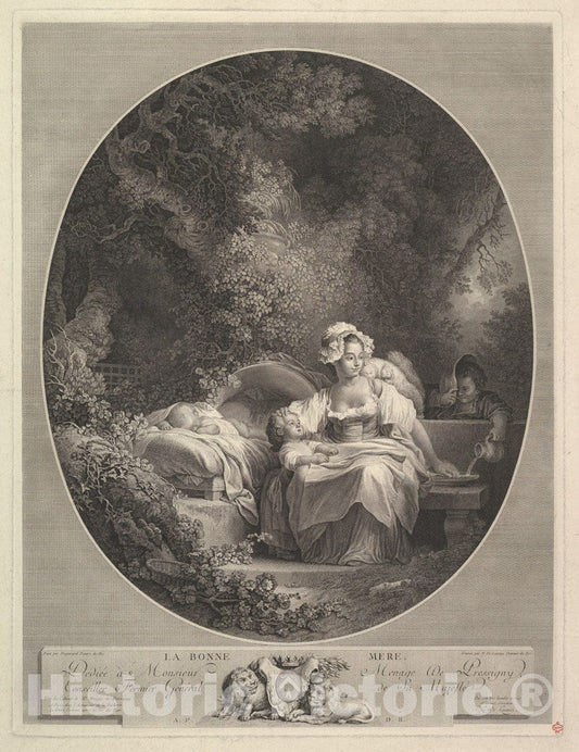 Art Print : Jean Honoré Fragonard - La Bonne Mere 2 : Vintage Wall Art