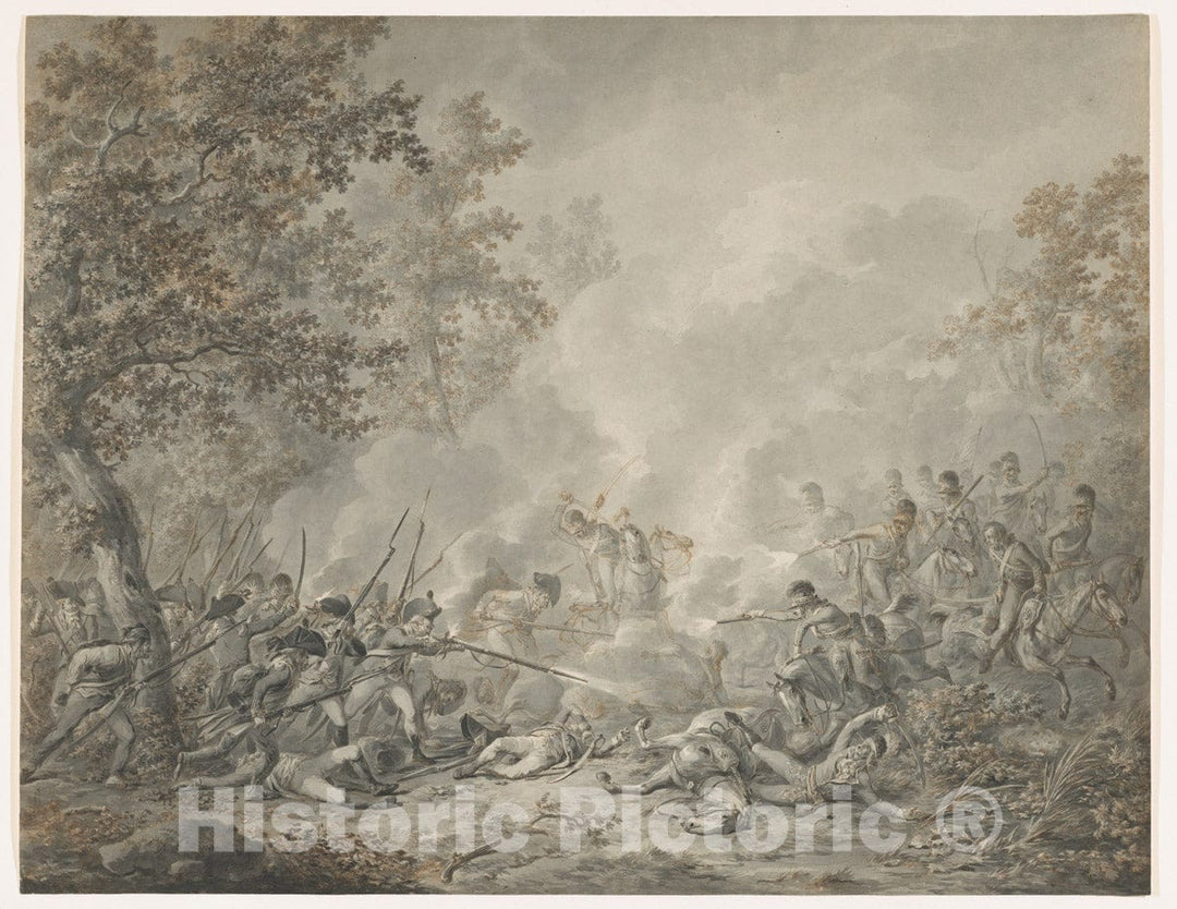 Art Print : Dirk Langendijk - A Battle Between Cavalrymen and Infantry : Vintage Wall Art