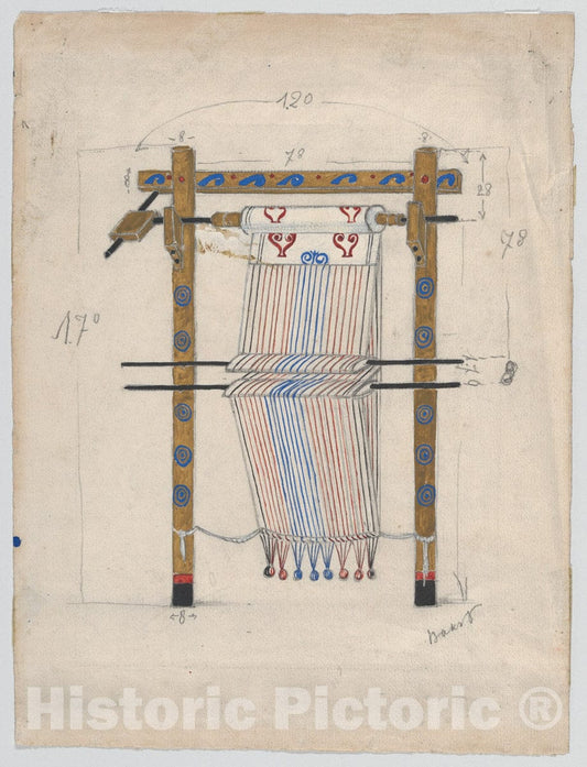 Art Print : Léon Bakst - Design for a Loom, Possibly for The Ballet 'Helen of Sparta' (1913) : Vintage Wall Art