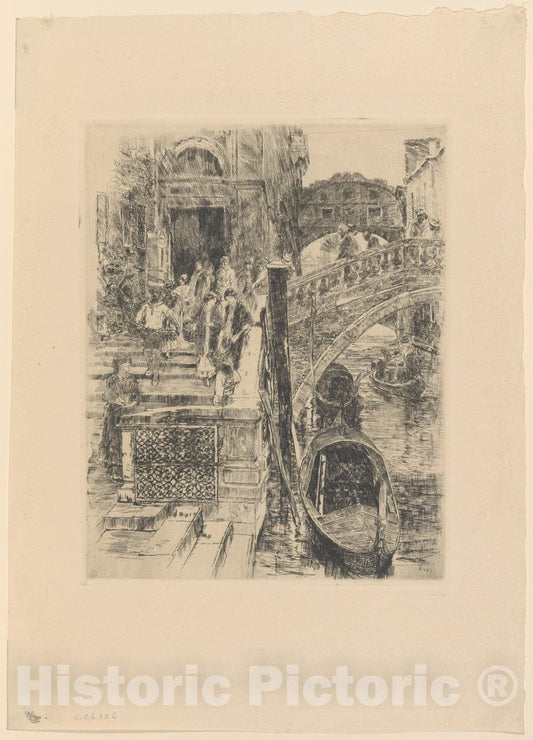 Art Print : Frank Duveneck - Bridge of Sighs, Venice (First Plate) : Vintage Wall Art
