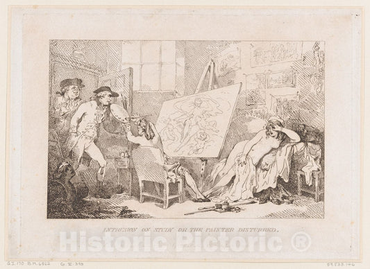 Art Print : Thomas Rowlandson - Intrusion on Study or The Painter Disturbed : Vintage Wall Art
