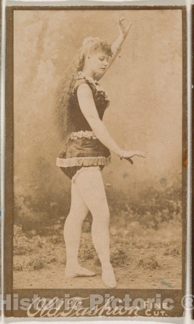 Photo Print : Actress Posing with one arm aloft, from The Actresses Series (N664) Promoting Old Fashion Fine Cut Tobacco : Vintage Wall Art