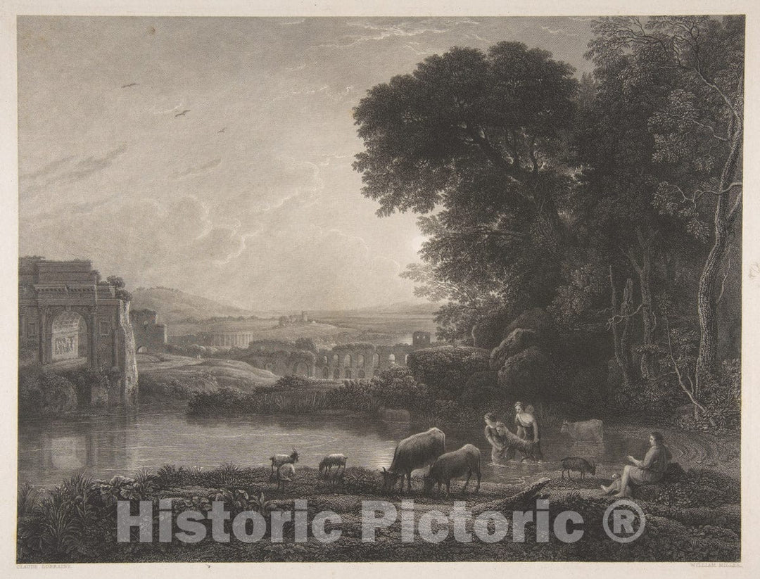 Art Print : William Miller - Landscape with Roman Ruins : Vintage Wall Art