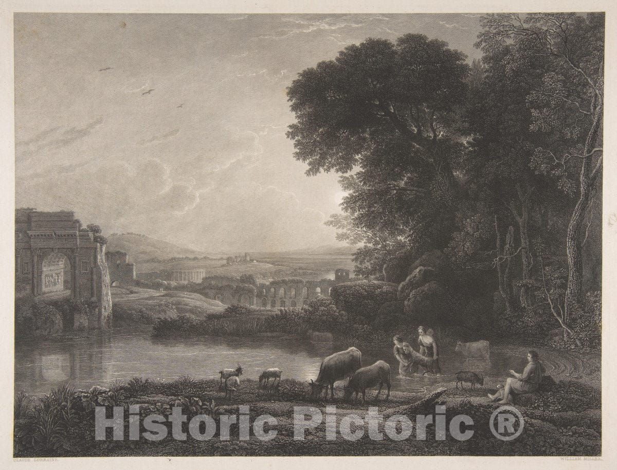 Art Print : William Miller - Landscape with Roman Ruins : Vintage Wall Art